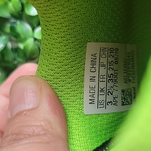 adidas Kids Black and Neon Green Sneakers - Picture 6 of 7